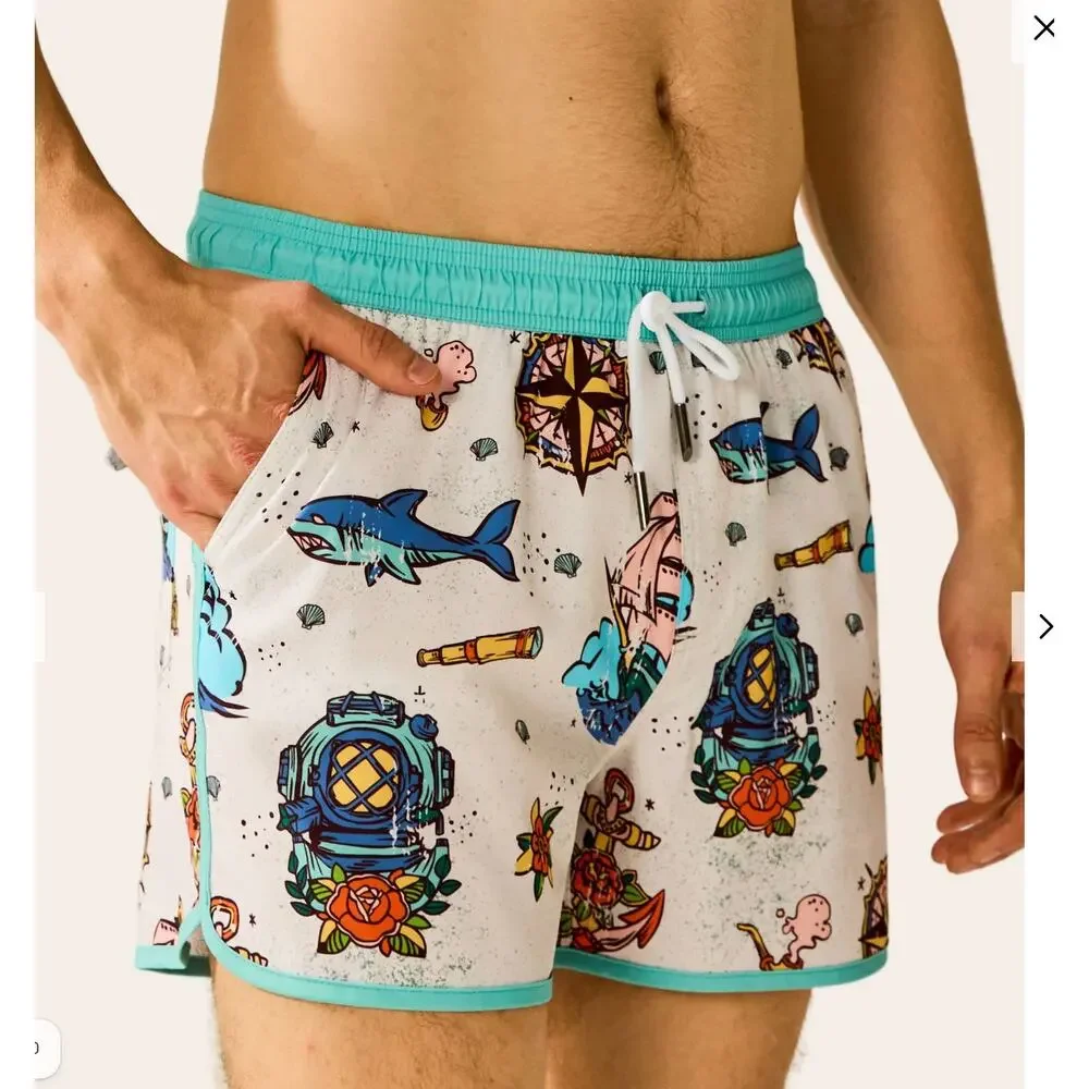 Maamgic SeaBorn Sea Voyage Nautical Print Swim Trunks Men's XL